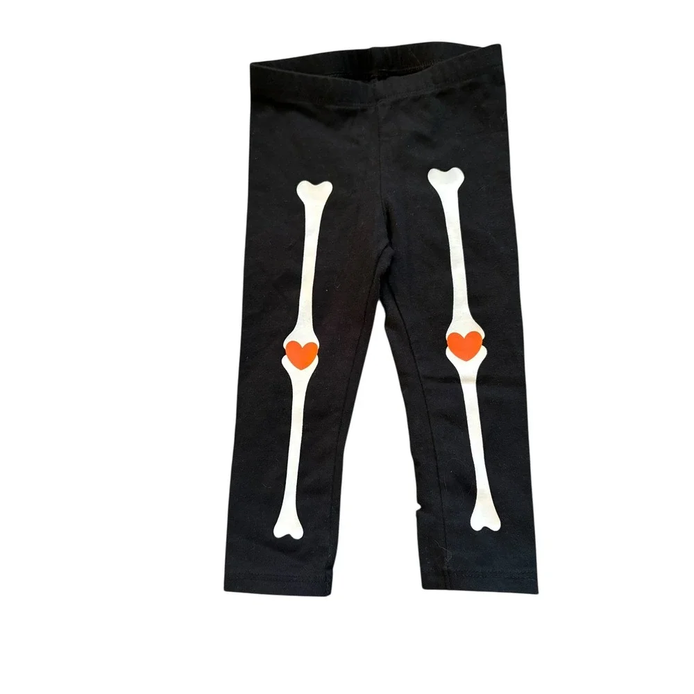 Cat & Jack 18M Halloween Ghost BOO Orange Top + Skeleton‎ Heart Leggings Set